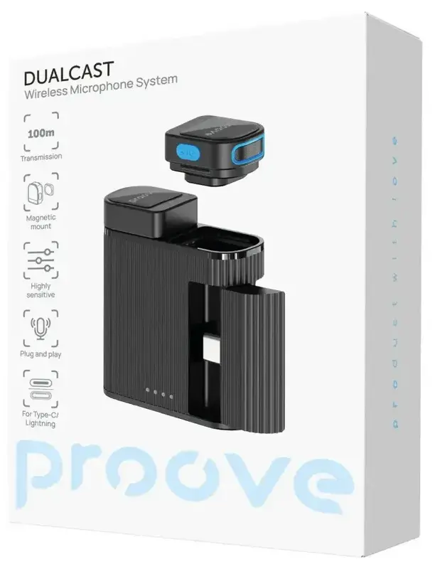 Бездротовий петличний мікрофон Proove DualCast black - фото - №4