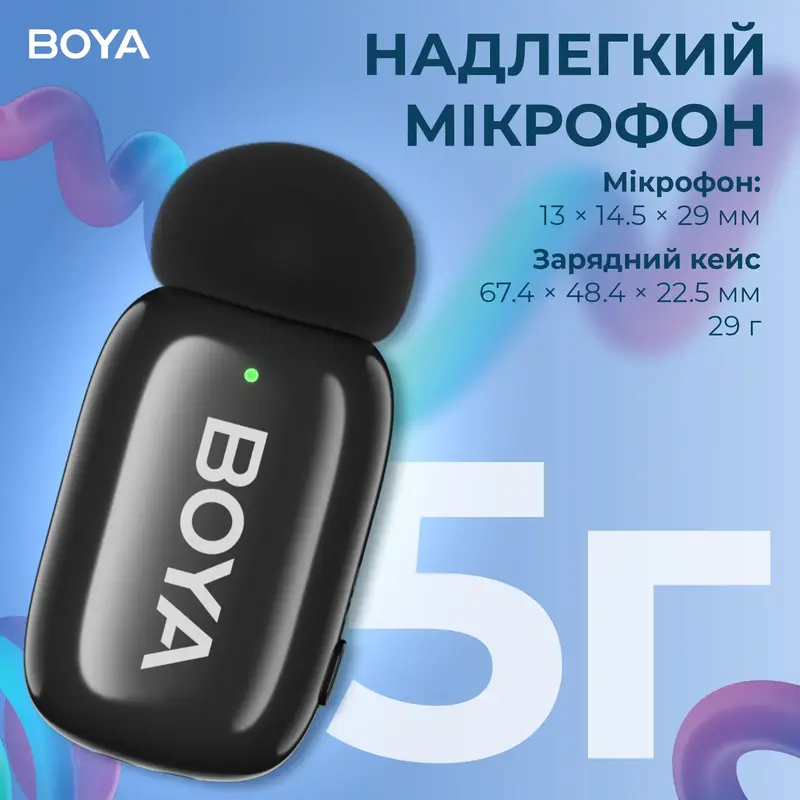 Бездротовий петличний мікрофон BOYA mini-12 Type-C/Lightning Black - фото - №6