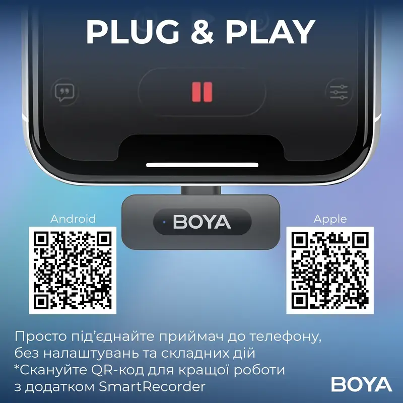 Беспроводной петличный микрофон BOYA BY-V3 combo Type-C/Lightning Black - фото - №13