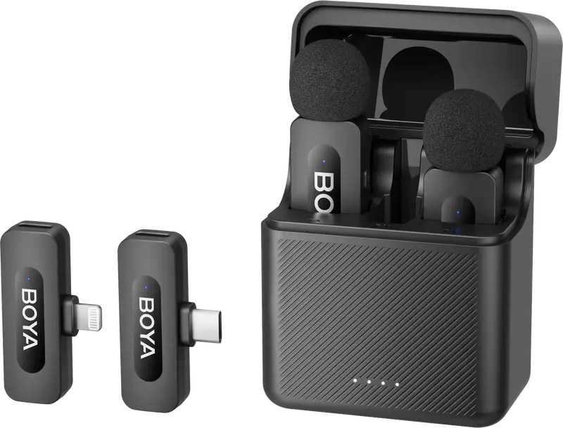 Беспроводной петличный микрофон BOYA BY-V3 combo Type-C/Lightning Black - фото - №0