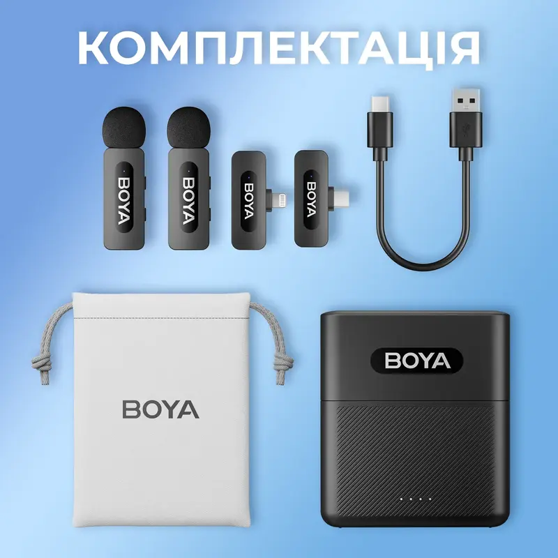 Беспроводной петличный микрофон BOYA BY-V3 combo Type-C/Lightning Black - фото - №17