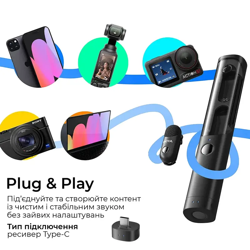 Бездротовий мікрофон BOYA Magic-05 Type-C Black - фото - №13