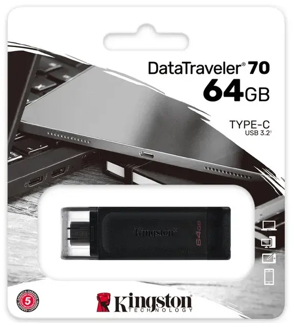 USB-Flash Kingston 64GB DataTraveler USB Type-C (DT70/64GB) - фото - №4