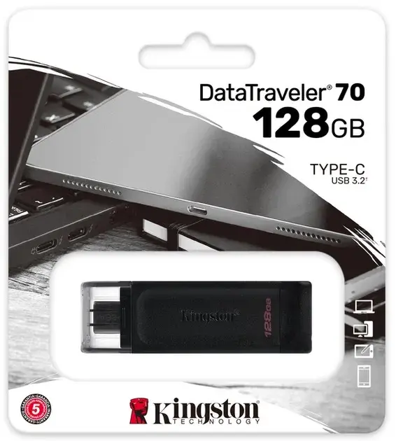USB-Flash Kingston 128GB DataTraveler USB Type-C (DT70/128GB) - фото - №4
