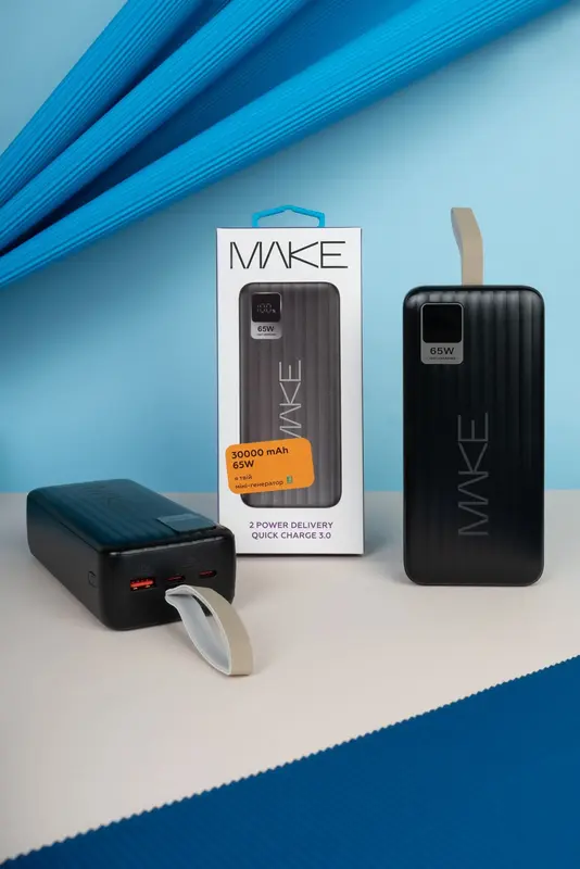Порт.ЗП MAKE 30000 mAh 65W PD+QC (Чорний) - фото - №4