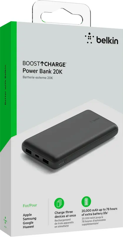 Порт. ЗУ Belkin 10000mAh, 15Вт, 2хUSB-A/USB-C, черный - фото - №1