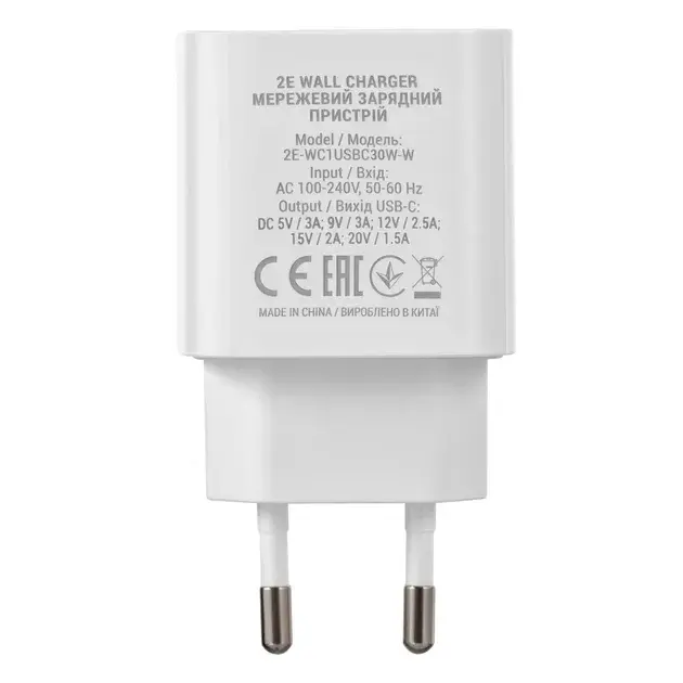 Ун. МЗП 2E 30Вт USB-C PD, білий - фото - №3