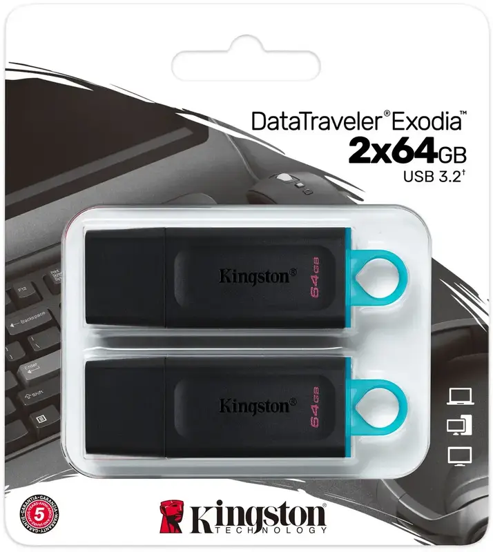 USB-Flash Kingston Exodia 2х64Gb черная (DTX/64GB-2P) - фото - №5