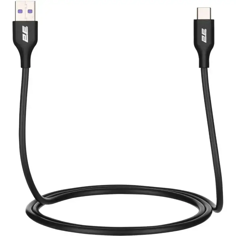 Кабель USB-A to USB-C 2E 1м, Type-C, Glow, чорний - фото - №4