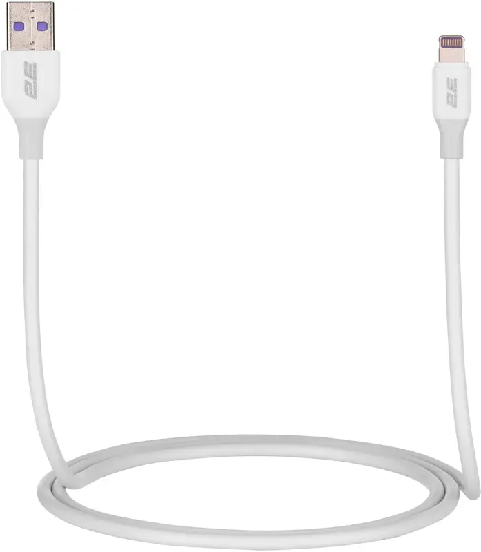 Кабель USB-A to Lightning 2E 1м, Glow, білий - фото - №4
