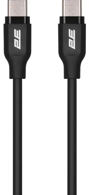 Кабель USB-C to USB-C 2E 1м, 60Вт Type-C, Glow, чорний - фото - №0