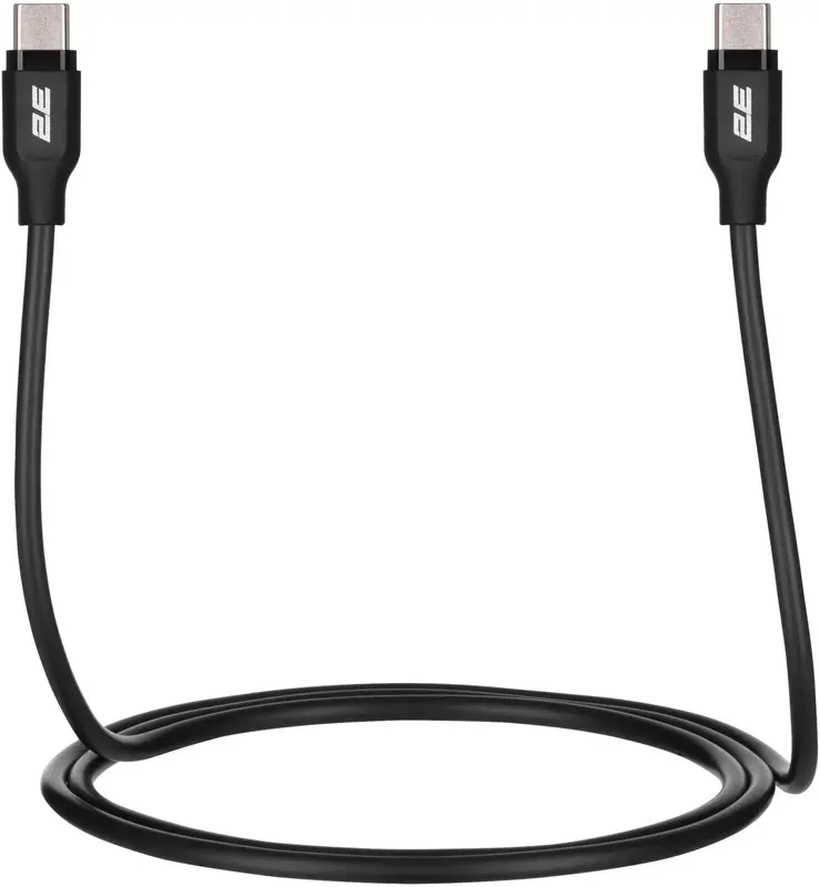 Кабель USB-C to USB-C 2E 1м, 60Вт Type-C, Glow, чорний - фото - №4