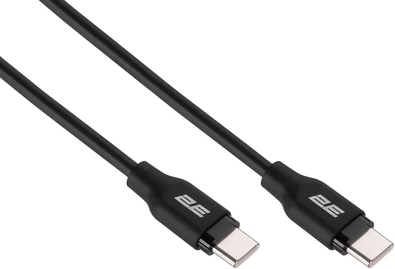 Кабель USB-C to USB-C 2E 1м, 60Вт Type-C, Glow, чорний - фото - №3