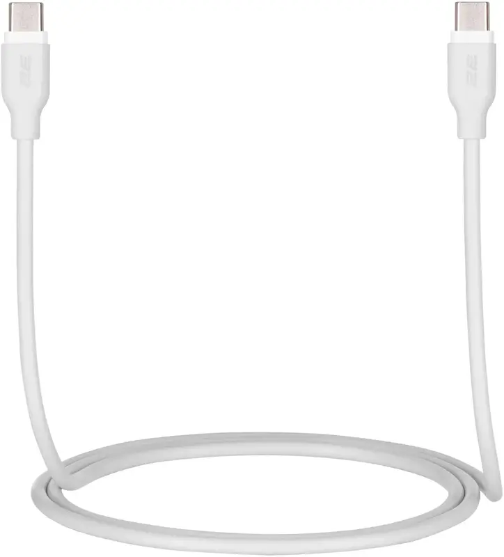 Кабель USB-C to USB-C 2E 1м, 60Вт Type-C, Glow, білий - фото - №4