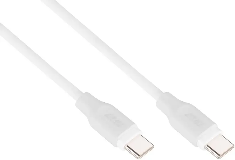 Кабель USB-C to USB-C 2E 1м, 60Вт Type-C, Glow, білий - фото - №1