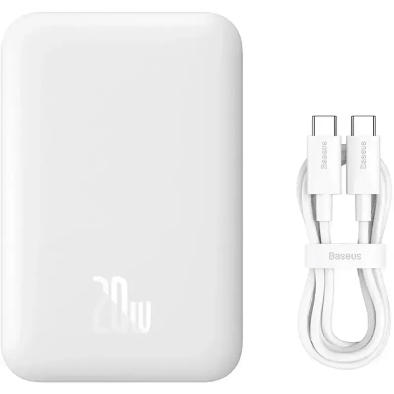 Повербанк Baseus Magnetic Wireless Mini Air 6000mAh 20W PD,QC, USB-C In/Out, Qi-15W білий - фото - №8
