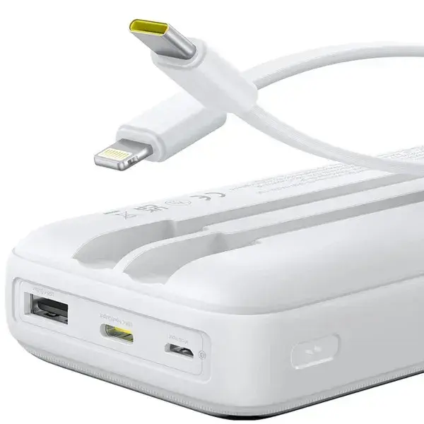 Порт.ЗП Baseus 20000mAh Lipow 22,5W PD,QC USB-A,MicroUSB,USB-C In/Out, Built-In Lightning/USB-C cable - фото - №4