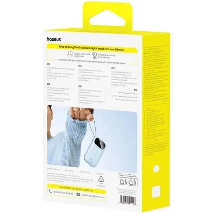 Порт.ЗП Baseus 20000mAh FC21 Qpow 3 Ultra 45W PD,QC,USB-A,USB-C In/Out, built-in USB-C/Lightning cable - фото - №3