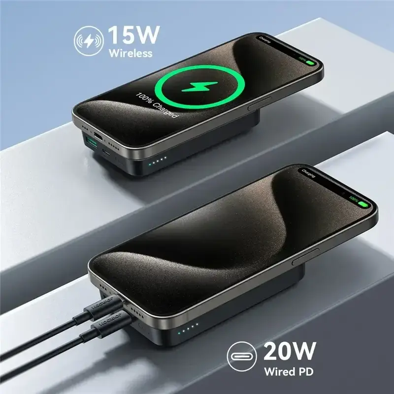 Повербанк Joyroom Magnetic Wireless 10000mAh JR-W020 20W QC USB-C In/Out чорний - фото - №4