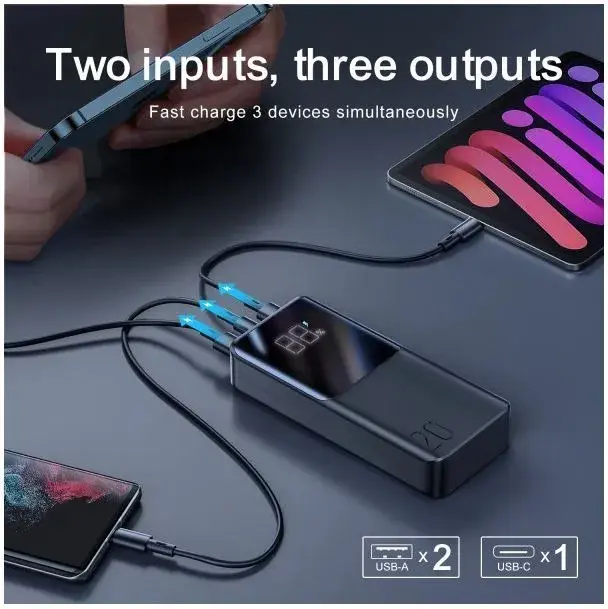 Повербанк Joyroom 20000mAh 22,5W PD, QC3.0, 2xUSB-A, Micro USB, USB-C In/Out черный - фото - №4