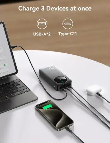 Порт.ЗП Joyroom 20000mAh 12W 2xUSB-A, USB-C In/Out черный - фото - №2
