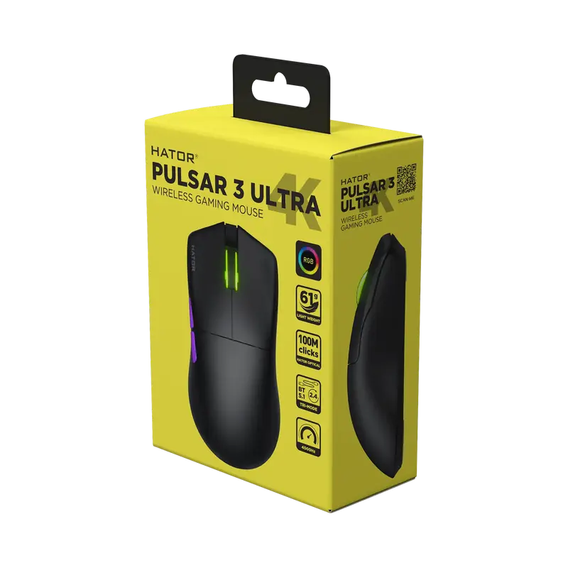 Ігрова миша HATOR Pulsar 3 Ultra 4K Ultra 4K wireless (HTM680) black - фото - №6