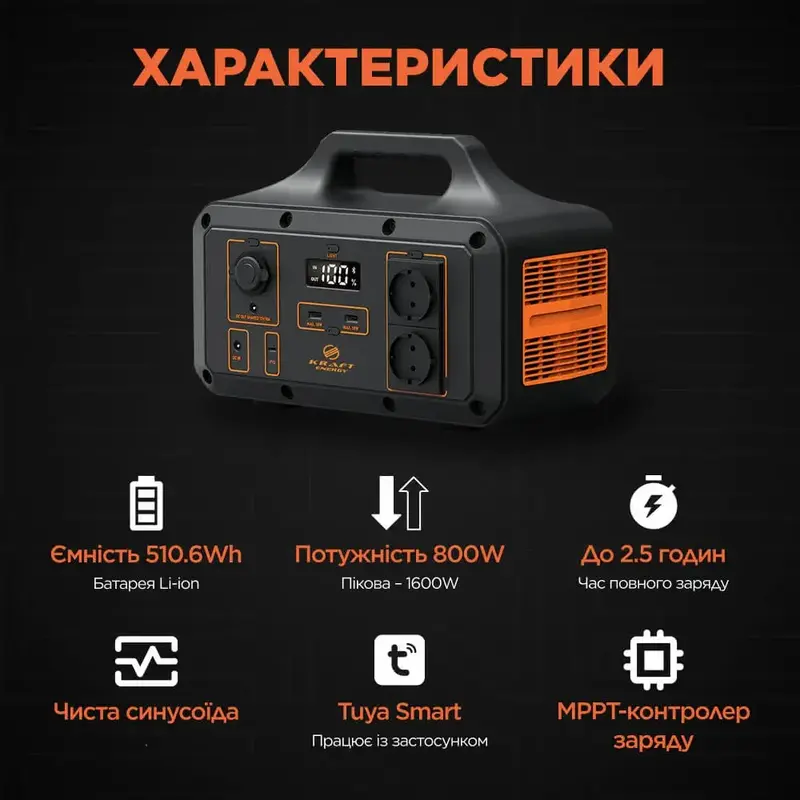 Портативне джерело живлення KPS-800PX(PGH500P-S) Kraft - фото - №6