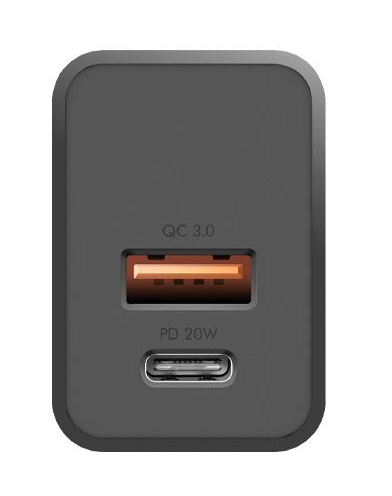 Универсальное сетевое ЗУ Energea USB-C PD port+QC USB-A (PD20+) 20W (Black) фото