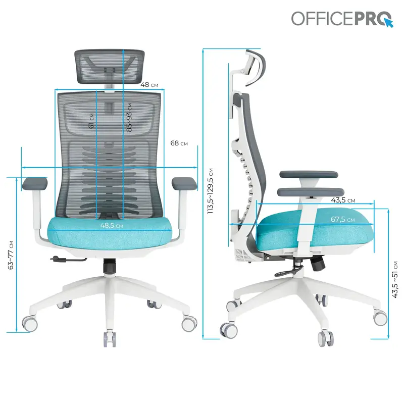 Крісло офісне Officepro Balance OC550-W-DG-BL White/Dark Gray/Blue - фото - №17
