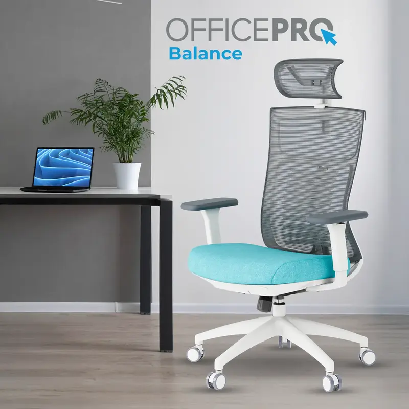 Крісло офісне Officepro Balance OC550-W-DG-BL White/Dark Gray/Blue - фото - №8