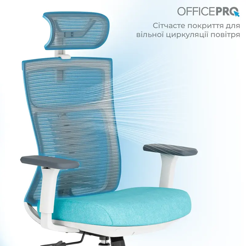 Крісло офісне Officepro Balance OC550-W-DG-BL White/Dark Gray/Blue - фото - №9