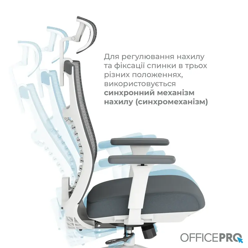 Крісло офісне Officepro Balance OC550-W-DG-DG White/Dark Gray - фото - №15