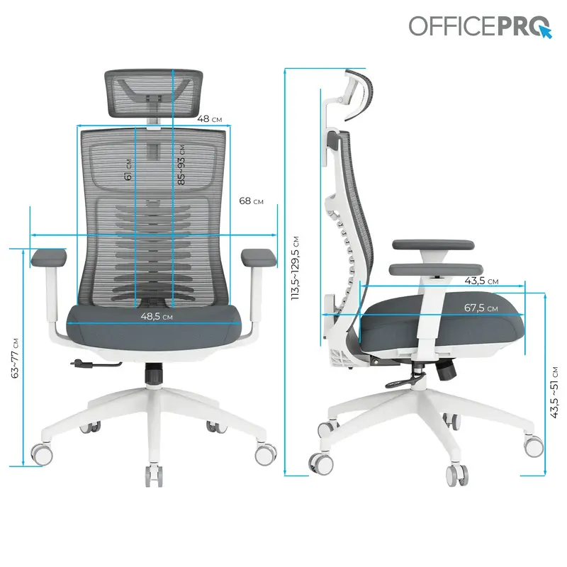 Крісло офісне Officepro Balance OC550-W-DG-DG White/Dark Gray - фото - №17