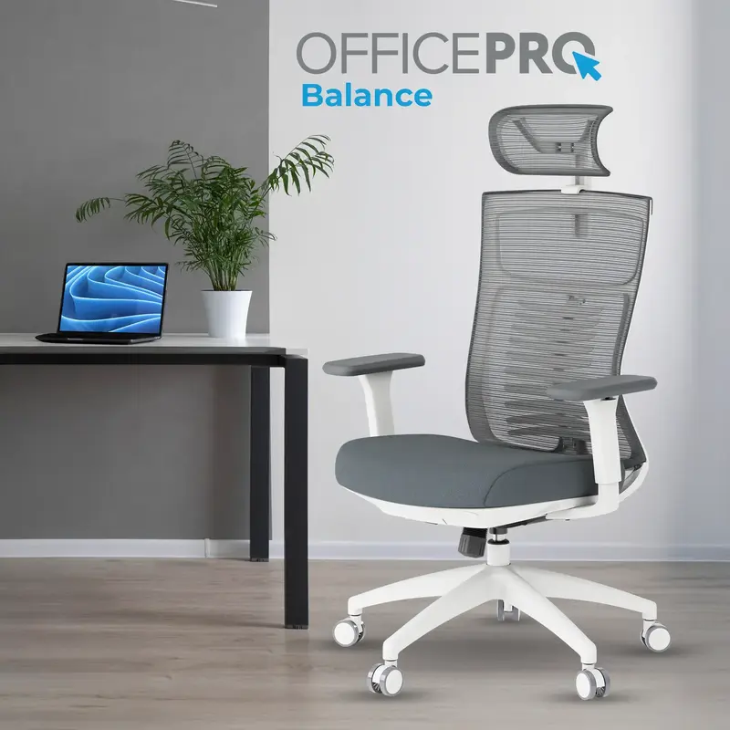 Крісло офісне Officepro Balance OC550-W-DG-DG White/Dark Gray - фото - №8