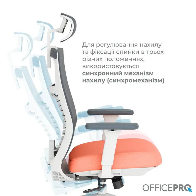 Крісло офісне Officepro Balance OC550-W-DG-OR White/Dark Gray/Orange - фото - №14