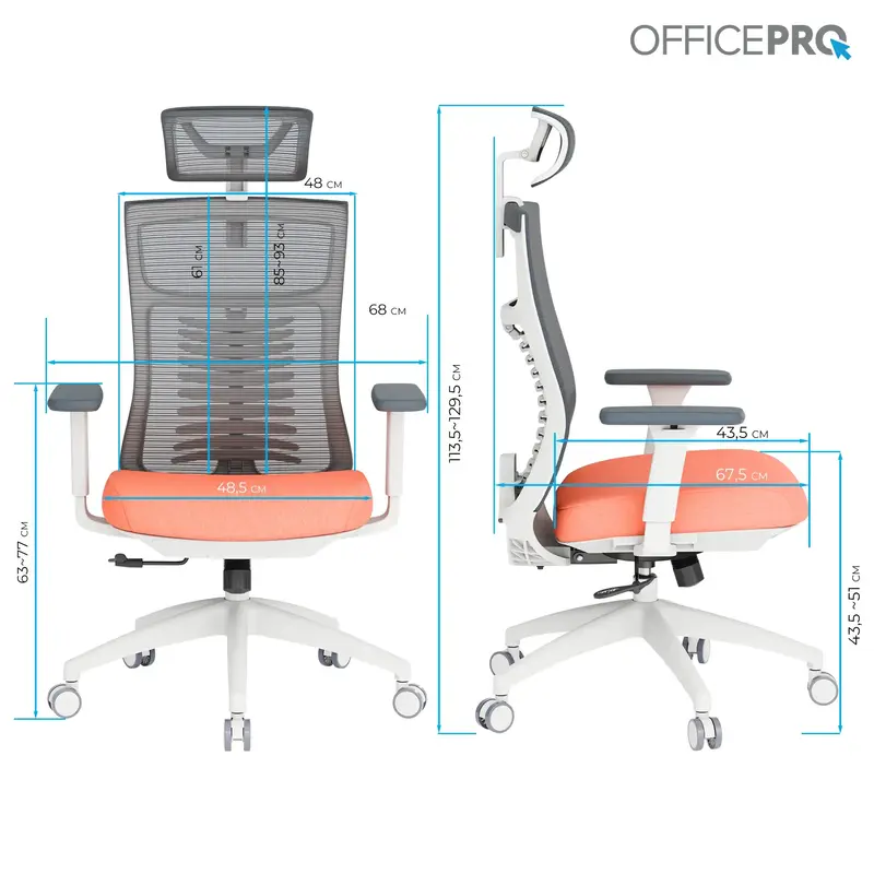 Крісло офісне Officepro Balance OC550-W-DG-OR White/Dark Gray/Orange - фото - №17