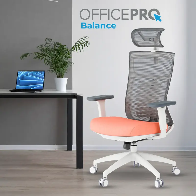 Крісло офісне Officepro Balance OC550-W-DG-OR White/Dark Gray/Orange - фото - №8