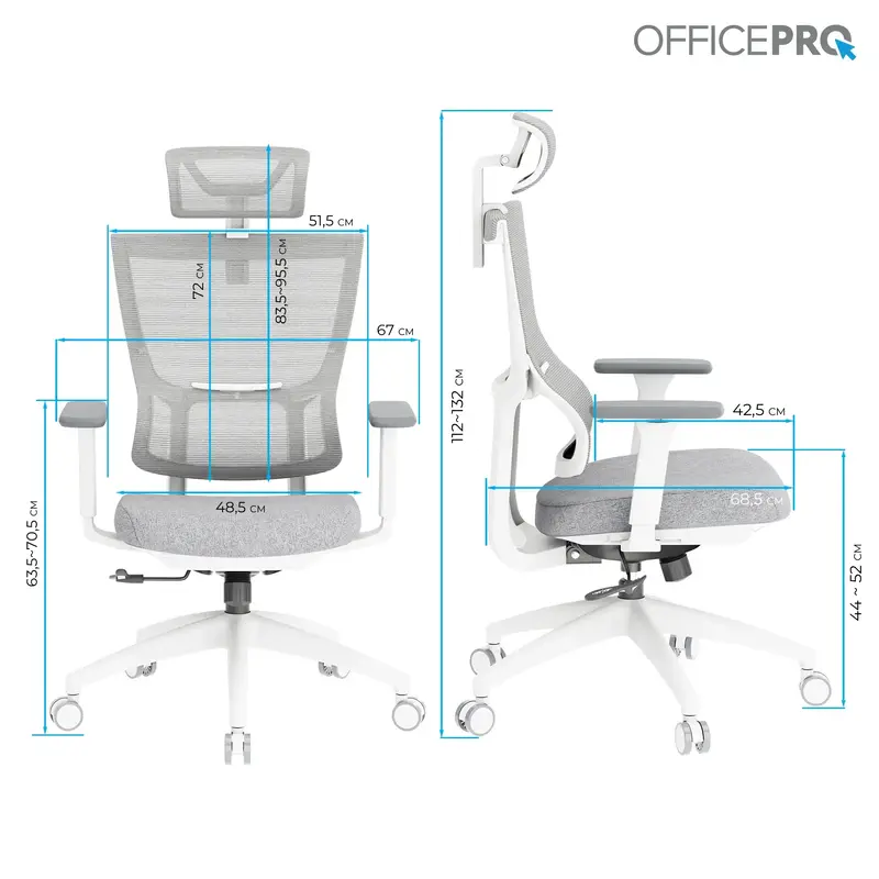 Крісло офісне Officepro Elegant OC600-W-LG-LG White/Light Gray - фото - №17