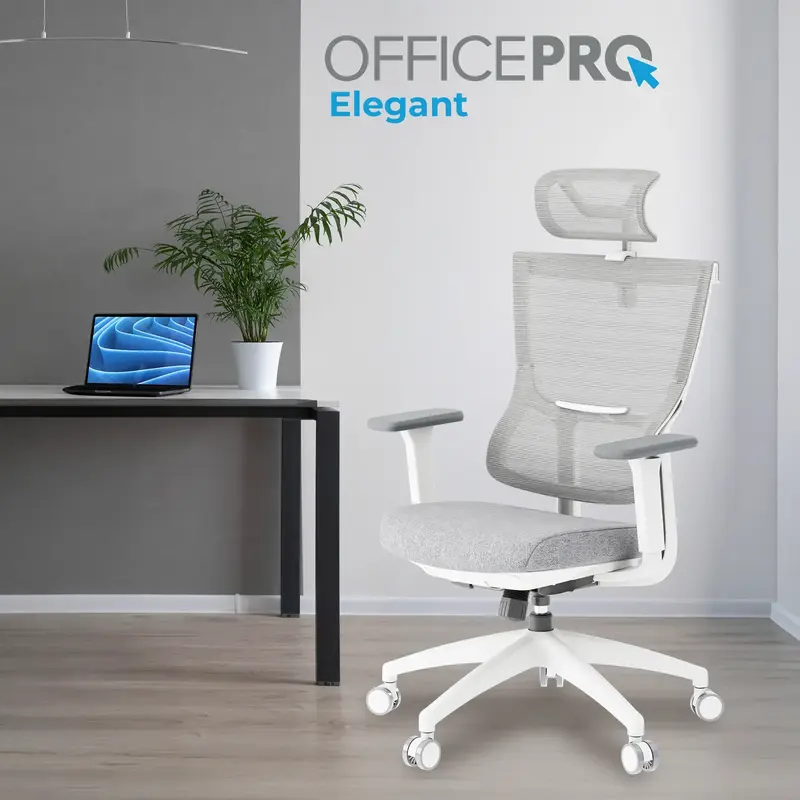 Крісло офісне Officepro Elegant OC600-W-LG-LG White/Light Gray - фото - №8