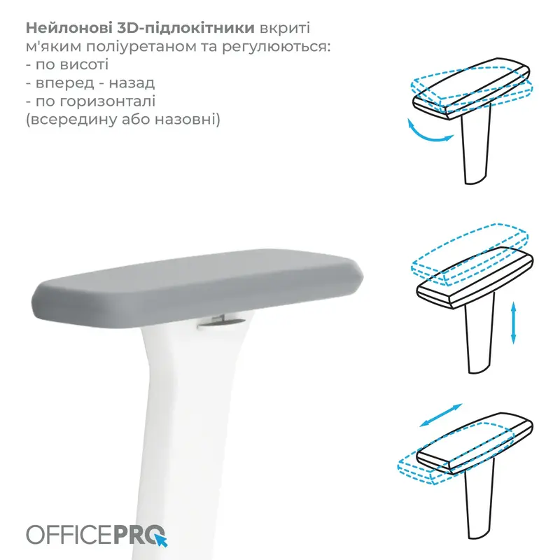 Крісло офісне Officepro Elegant OC600-W-LG-LG White/Light Gray - фото - №13