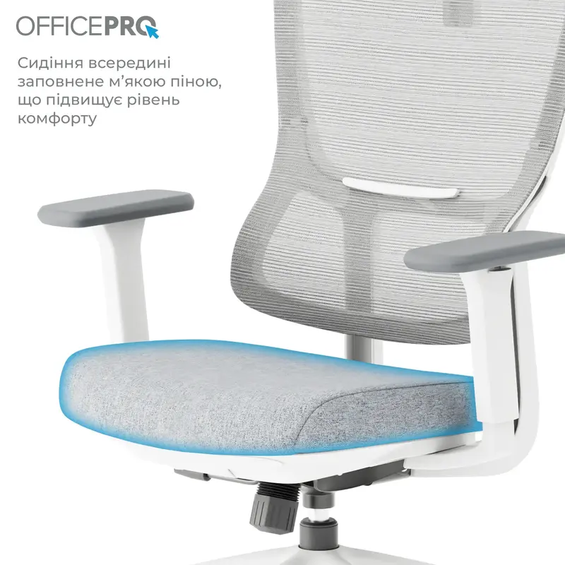 Крісло офісне Officepro Elegant OC600-W-LG-LG White/Light Gray - фото - №14