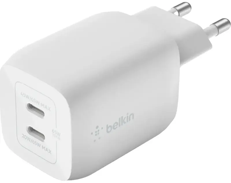 Ун. МЗП Belkin 65Вт 2хUSB-С GAN PD PPS, кабель USB-С - USB-C, 2м, білий - фото - №0