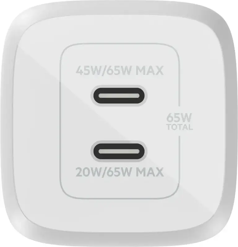 Ун. МЗП Belkin 65Вт 2хUSB-С GAN PD PPS, кабель USB-С - USB-C, 2м, білий - фото - №3