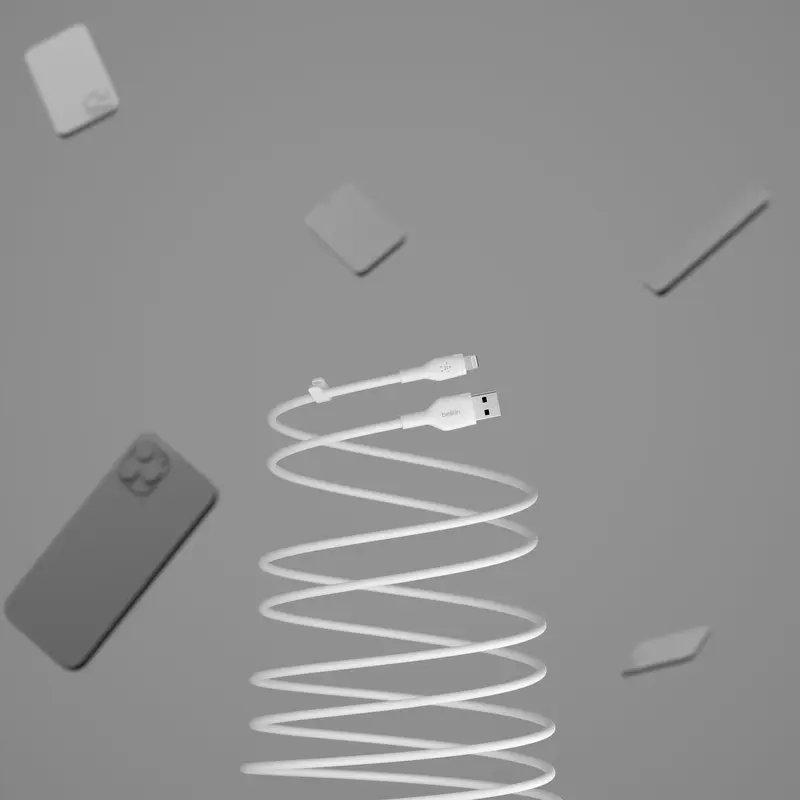 Кабель USB-A to Lightning Belkin 1м, силіконовий з кліпсою, білий - фото - №4
