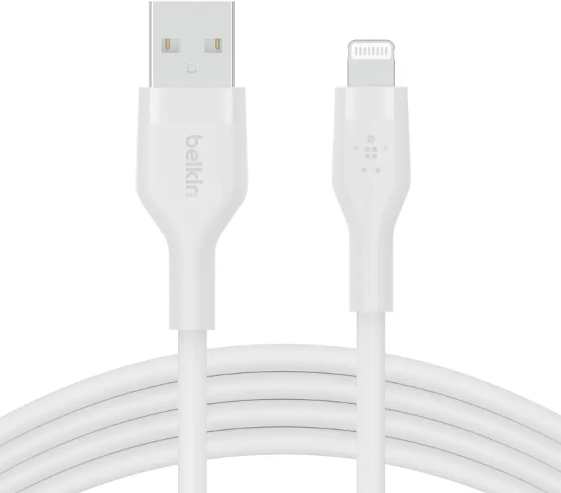 Кабель USB-A to Lightning Belkin 1м, силіконовий з кліпсою, білий - фото - №0