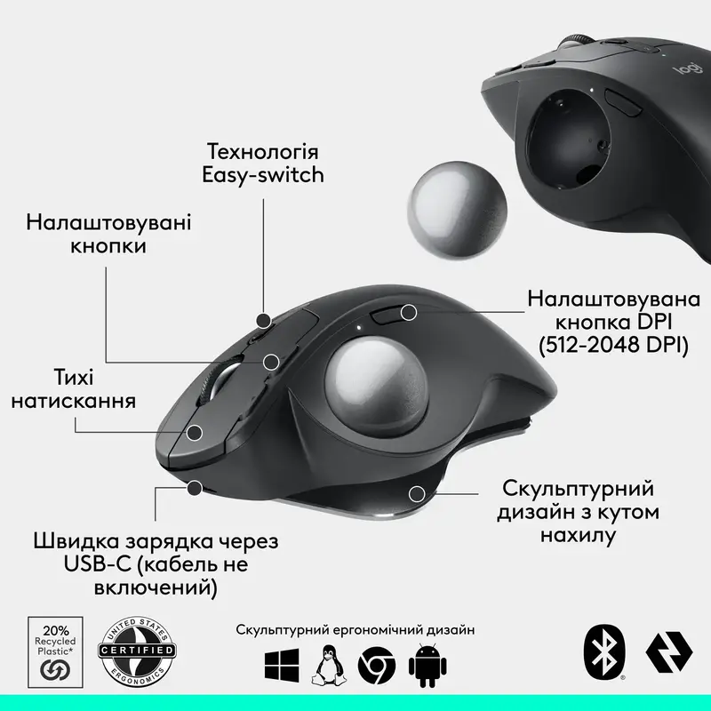 Мышь Logitech MX ERGO S Wireless Graphite - фото - №7