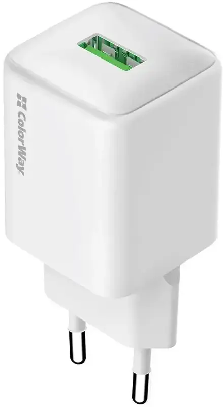 Ун. МЗП ColorWay (CW-CHS063Q-WT) 1x USB-A (18W) бiлий - фото - №0