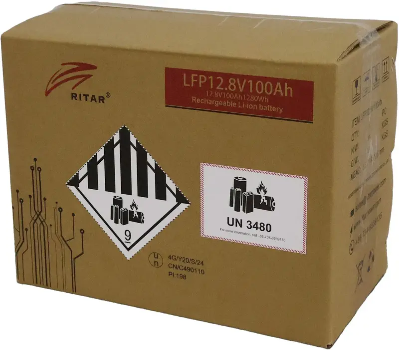 Аккумуляторная литиевая батарея с подогревом 12 В 100 Aч, LiFePo4 Ritar (LFP12.8V100Ah G1(Heater)) - фото - №2