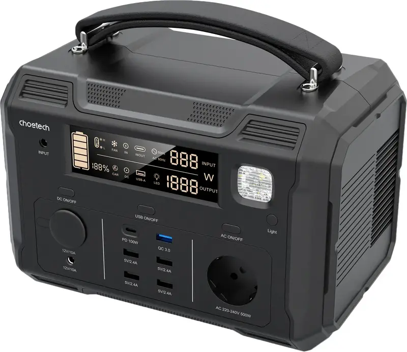 Зарядна станція 500Вт Choetech (BS004-EU-BK) - фото - №1