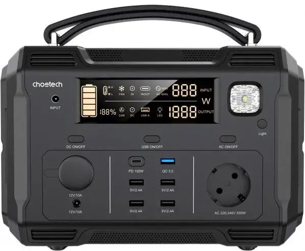 Зарядна станція 500Вт Choetech (BS004-EU-BK) - фото - №0